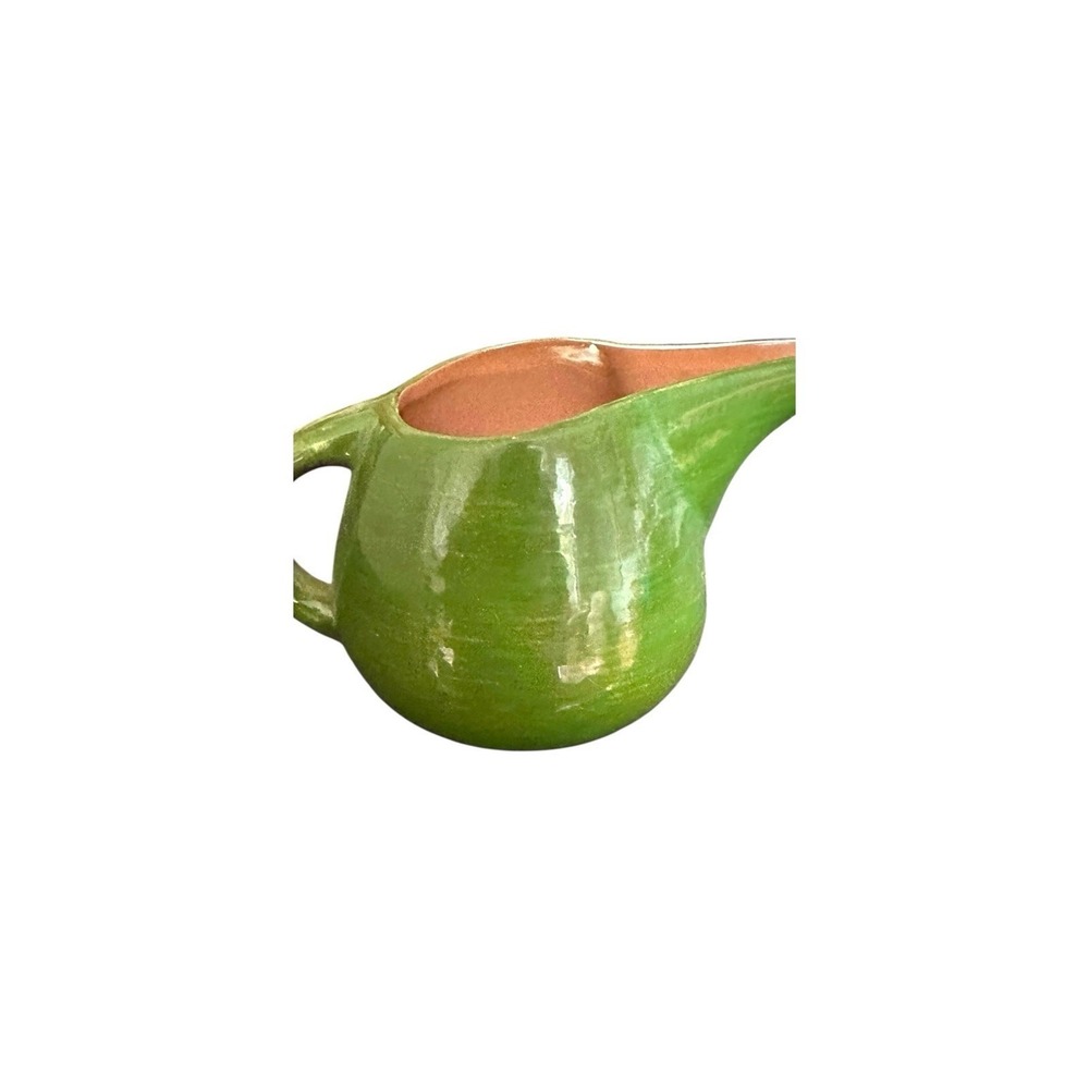 STANGL Bright Green Milk Pitcher Signed Pottery USA 1/2 Pint Antique *read*